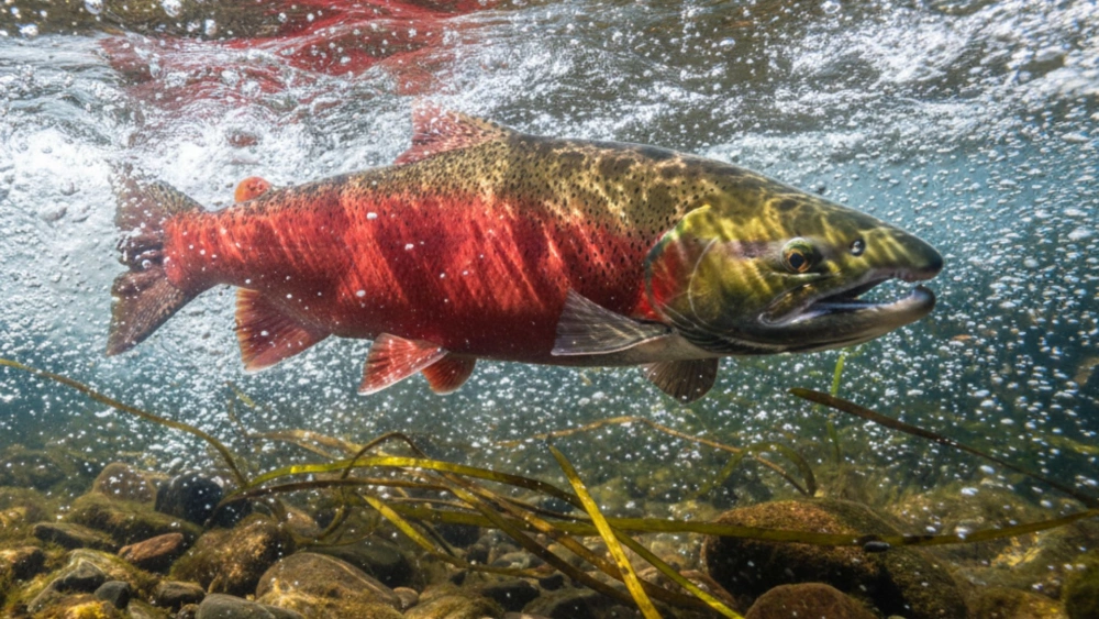 Ilustrasi ikan salmon . [Gemini AI]